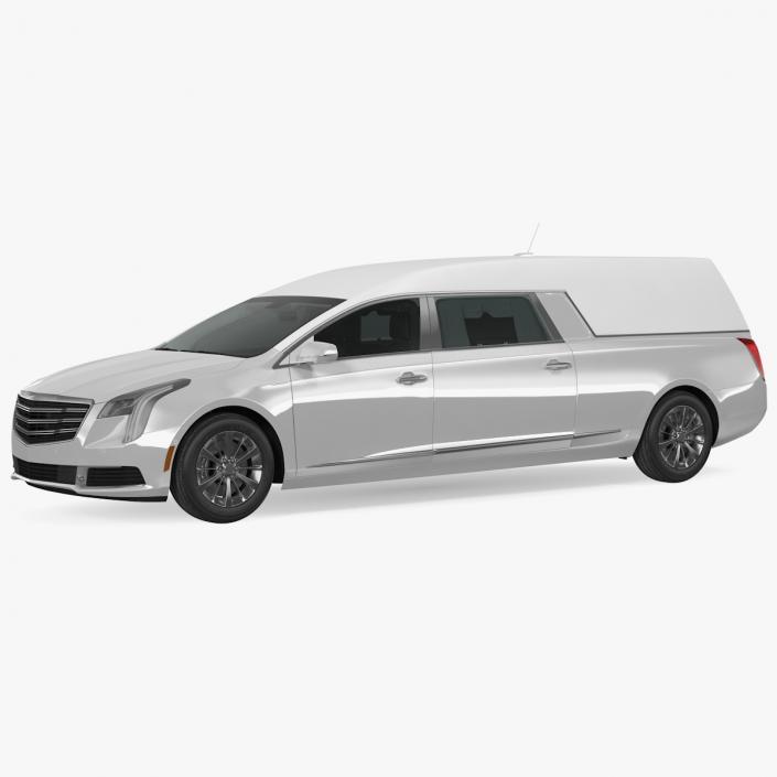 3D model White Luxury Hearse Car Rigged