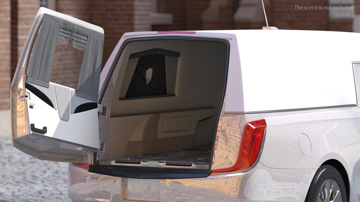 3D model White Luxury Hearse Car Rigged