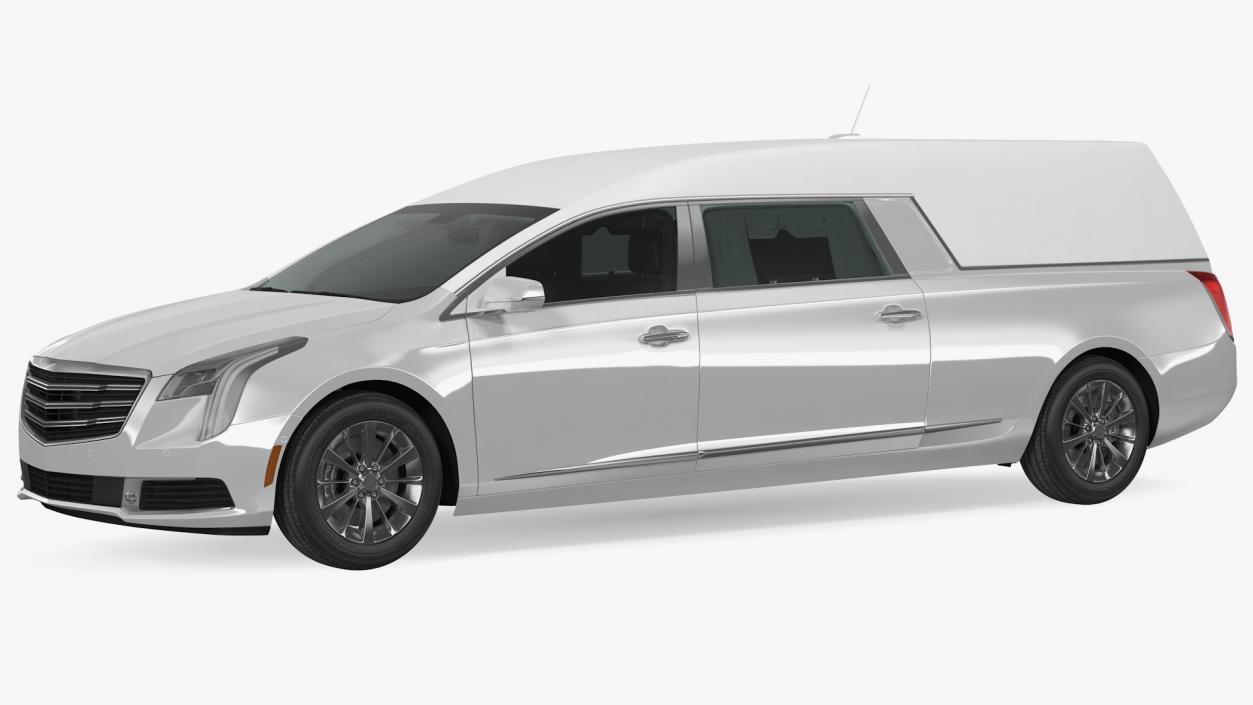 3D model White Luxury Hearse Car Rigged