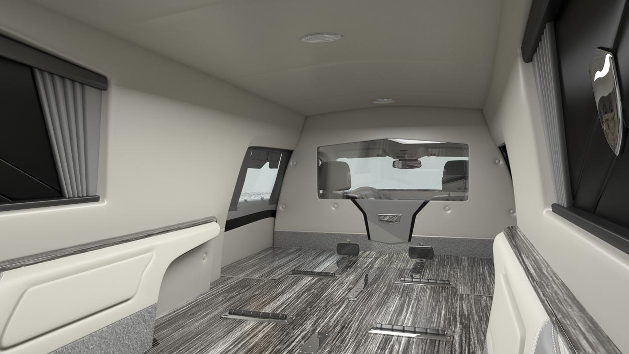 3D model White Luxury Hearse Car Rigged