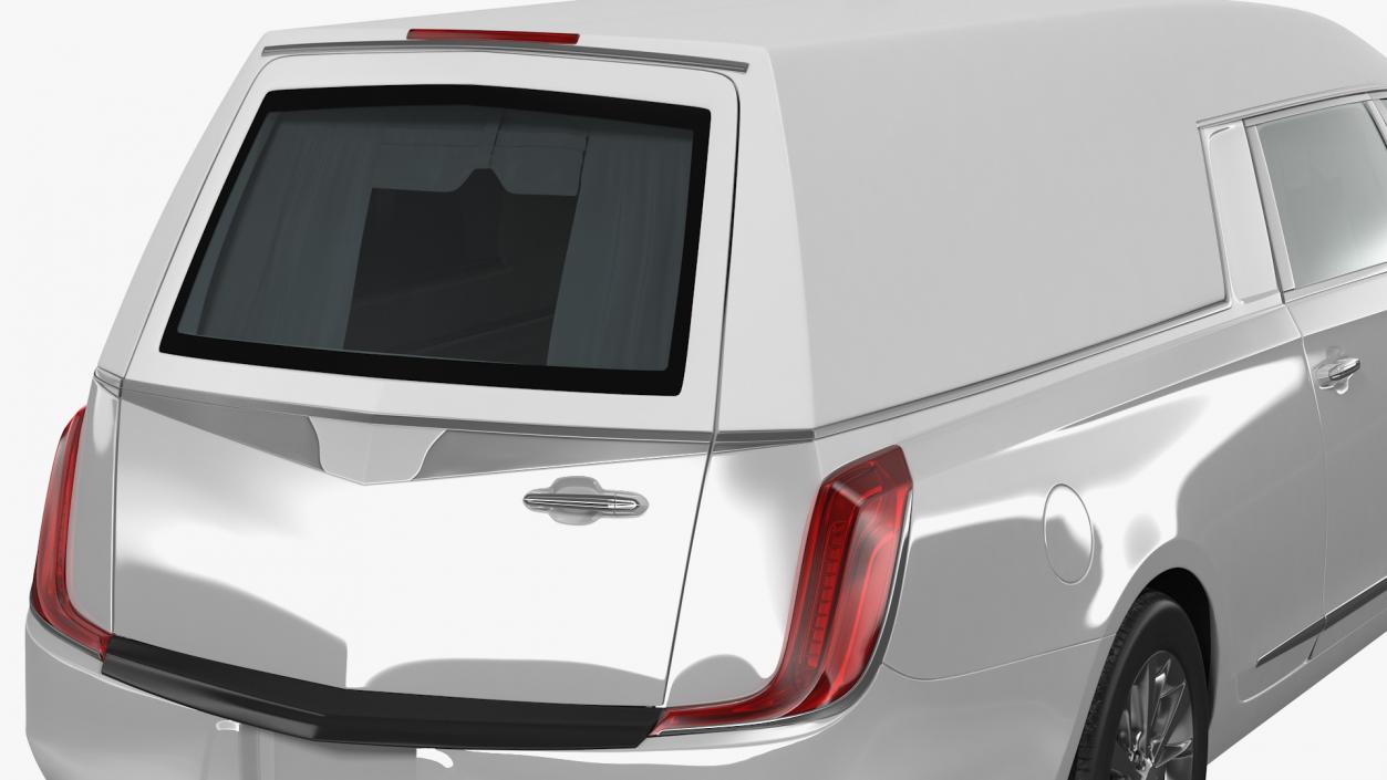 3D model White Luxury Hearse Car Rigged