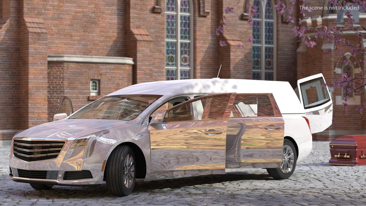 3D model White Luxury Hearse Car Rigged