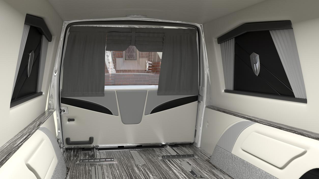 3D model White Luxury Hearse Car Rigged