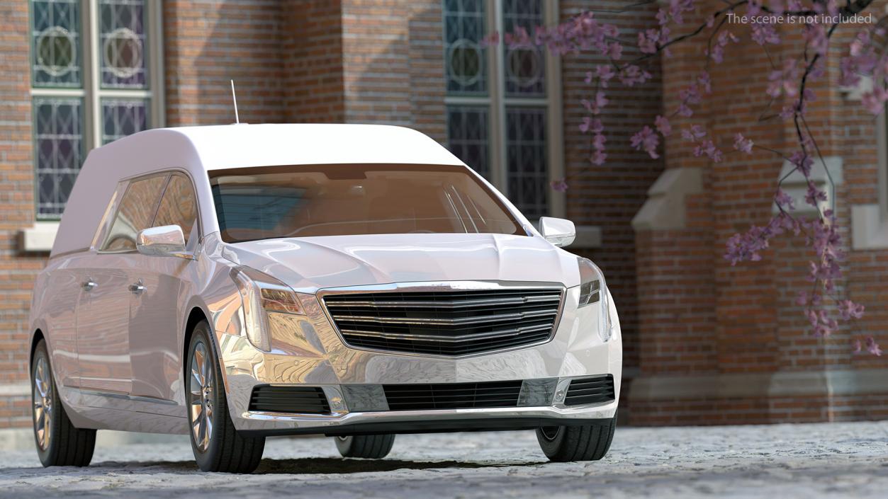 3D model White Luxury Hearse Car Rigged