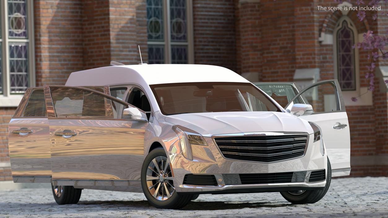 3D model White Luxury Hearse Car Rigged