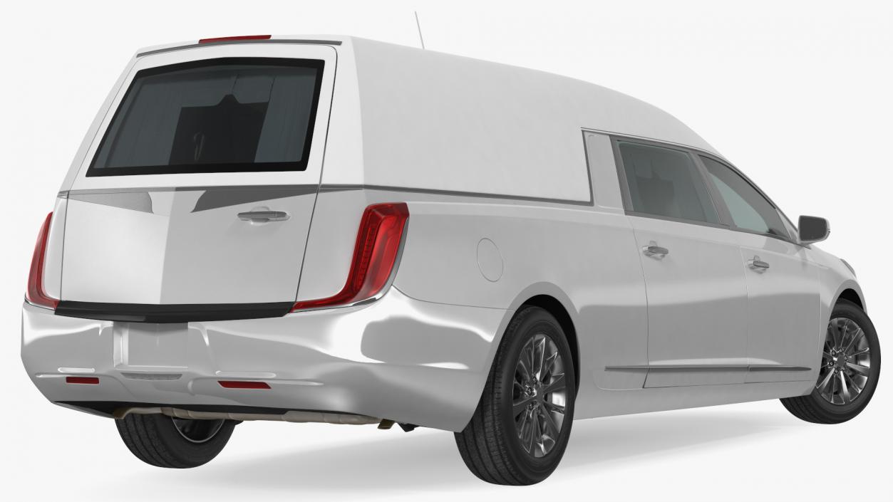 3D model White Luxury Hearse Car Rigged