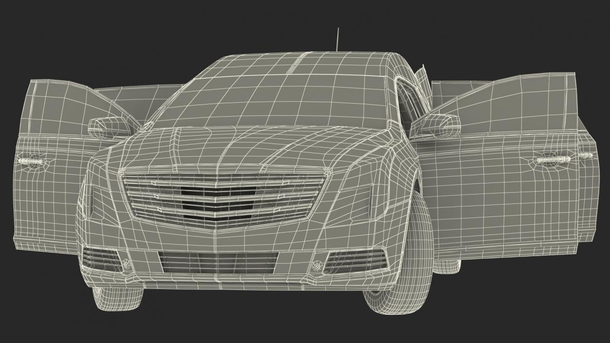 3D model White Luxury Hearse Car Rigged