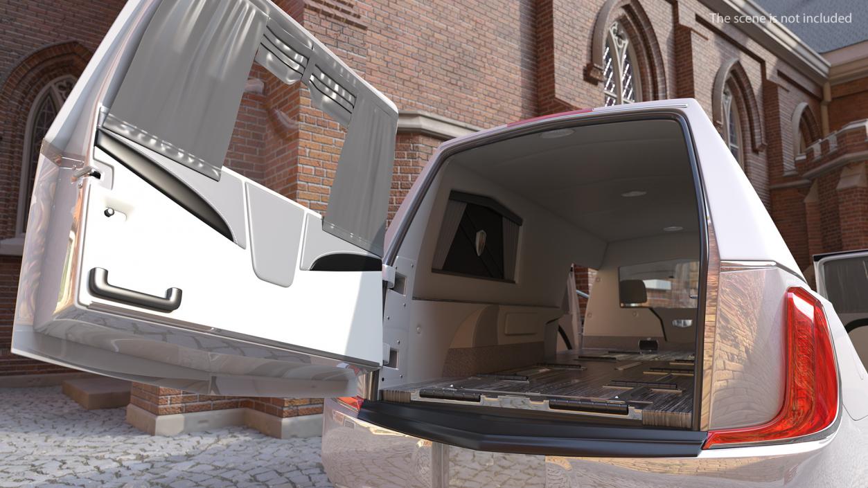 3D model White Luxury Hearse Car Rigged