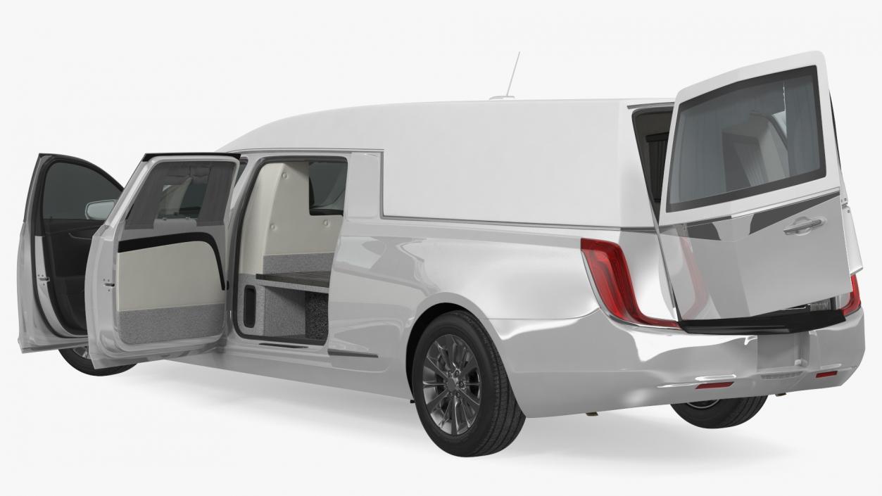 3D model White Luxury Hearse Car Rigged