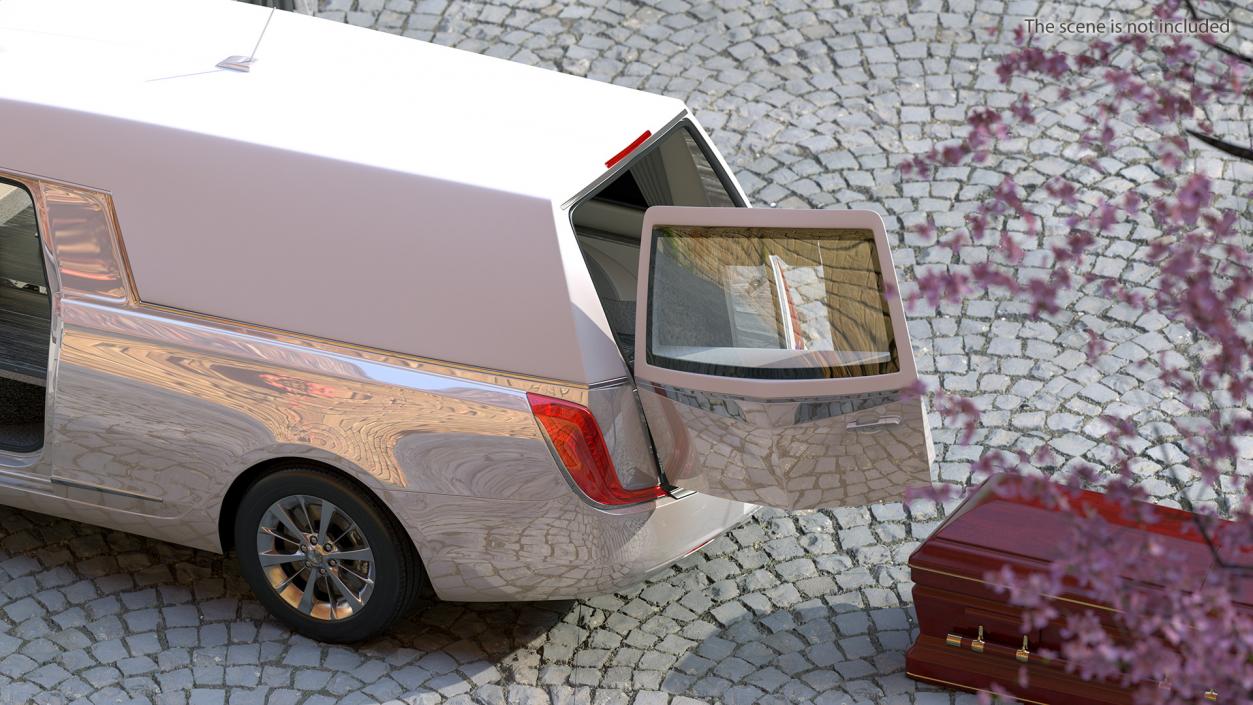 3D model White Luxury Hearse Car Rigged