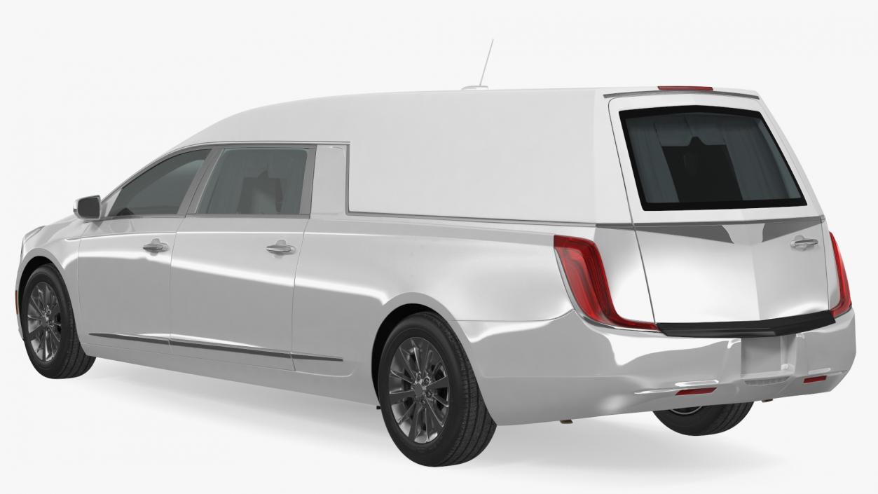 3D model White Luxury Hearse Car Rigged