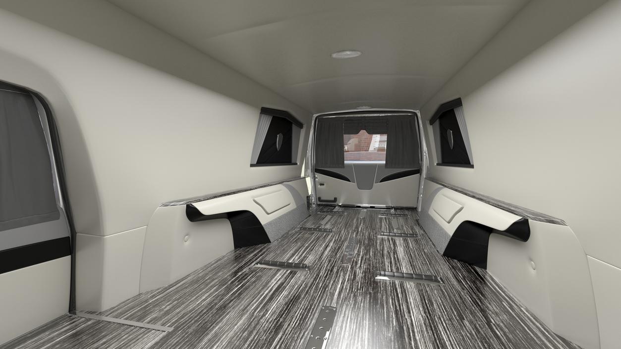 3D model White Luxury Hearse Car Rigged