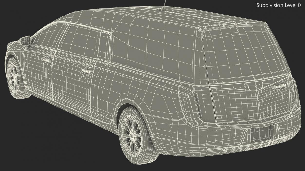 3D model White Luxury Hearse Car Rigged