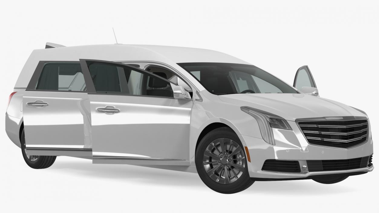 3D model White Luxury Hearse Car Rigged