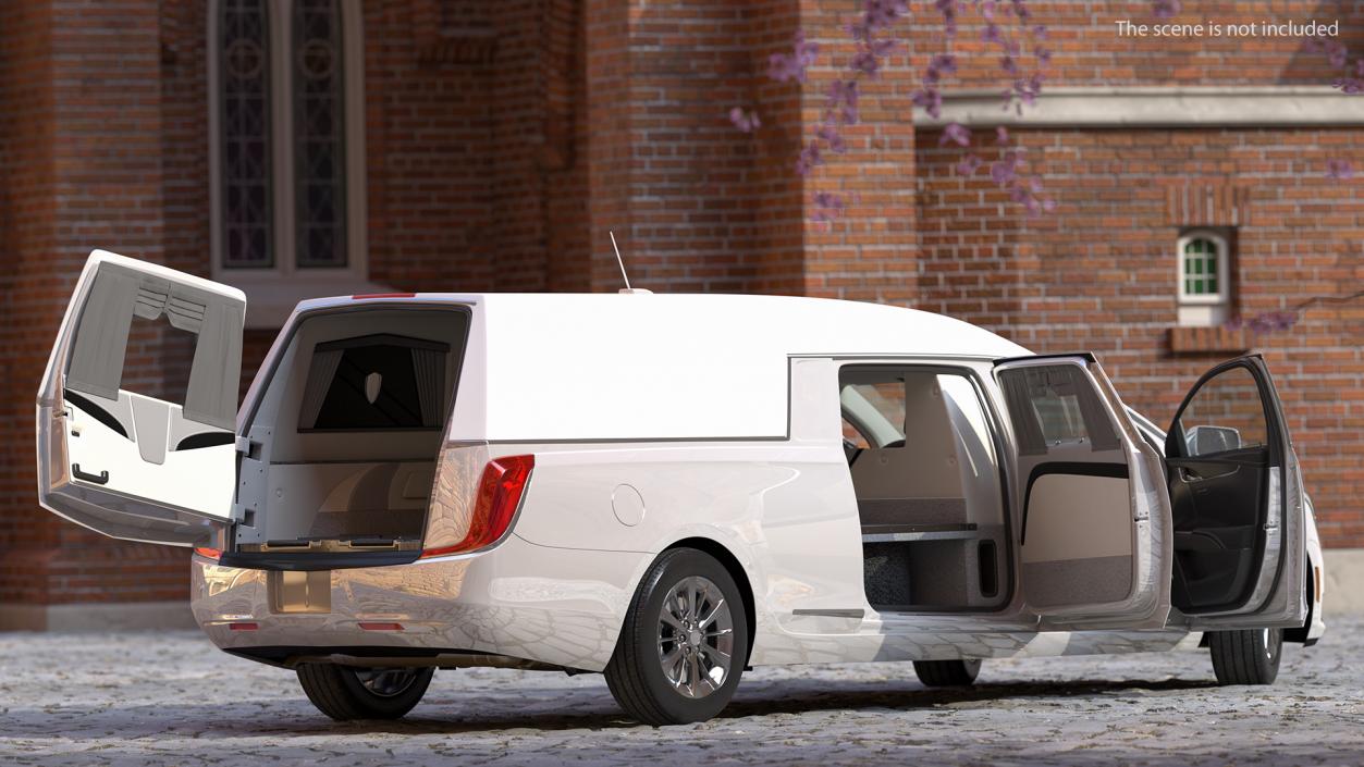 3D model White Luxury Hearse Car Rigged