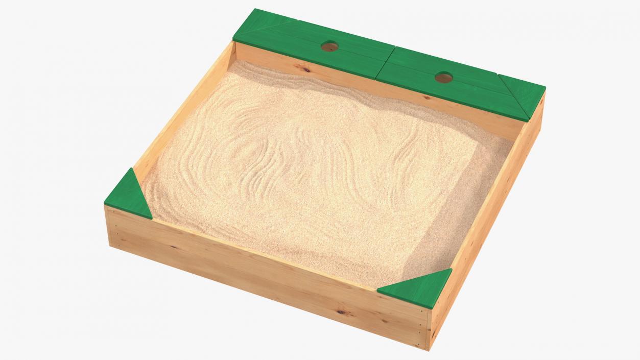 Wood Sandpit with Storage Box 3D model