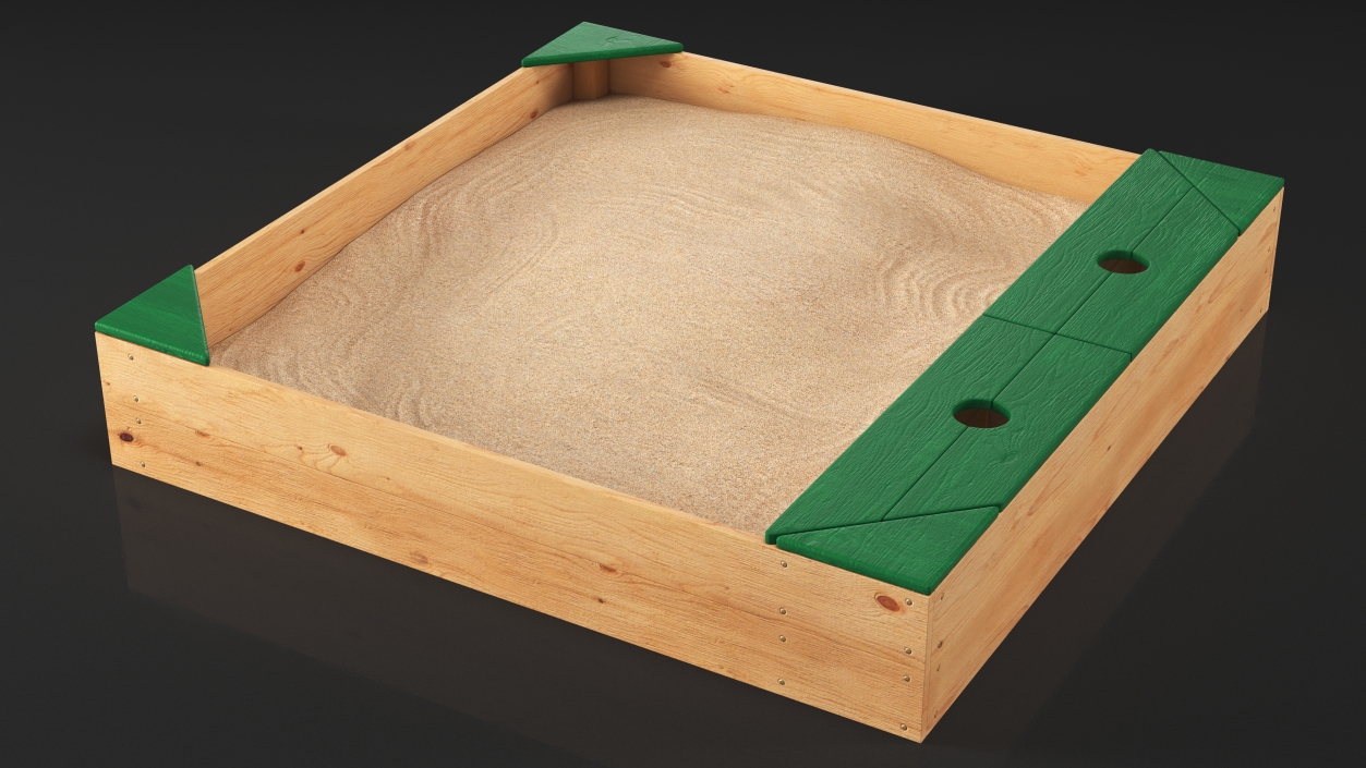 Wood Sandpit with Storage Box 3D model