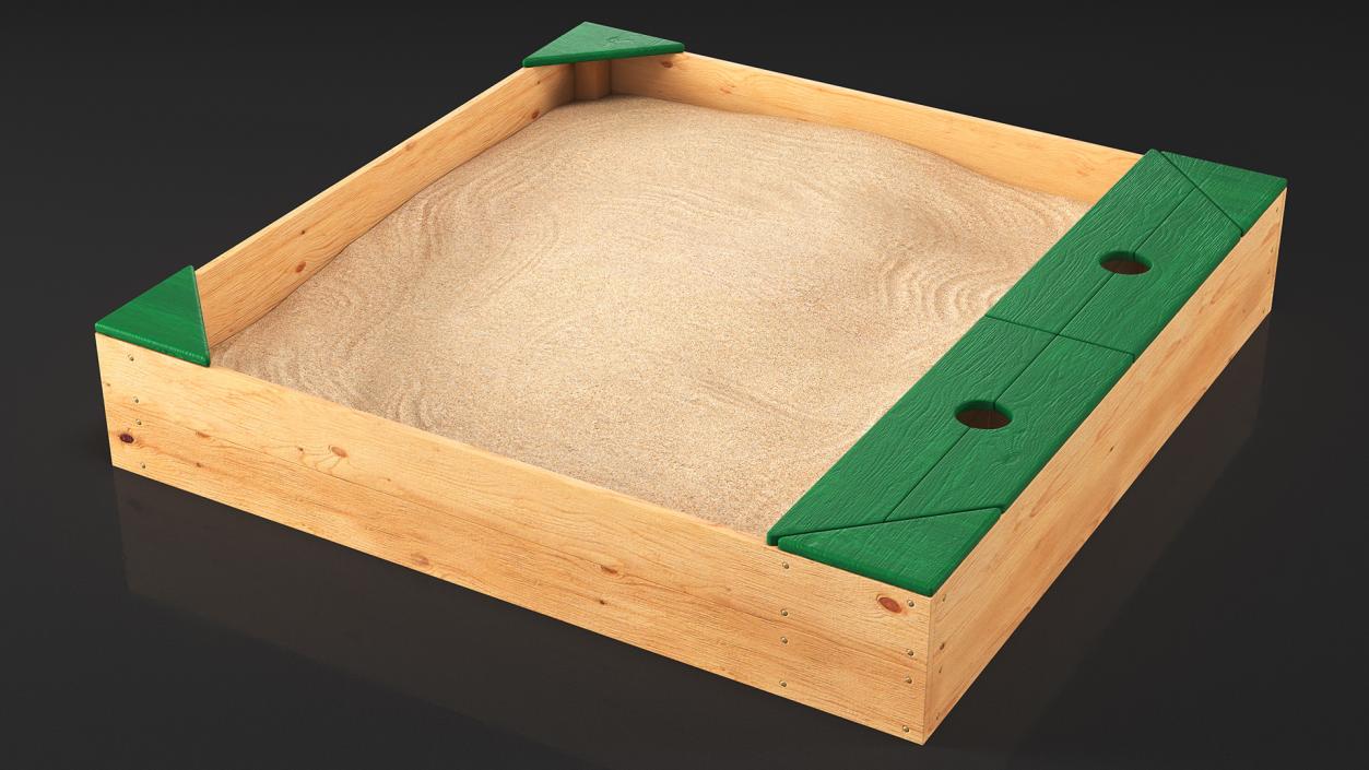 Wood Sandpit with Storage Box 3D model