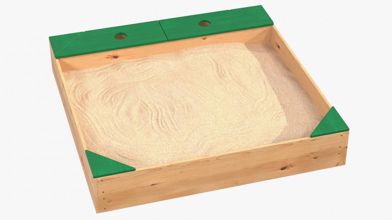 Wood Sandpit with Storage Box 3D model