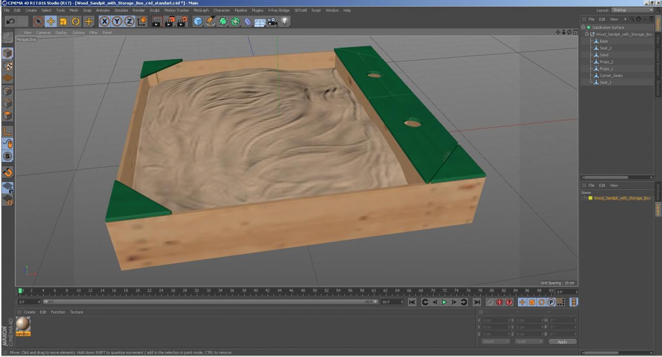 Wood Sandpit with Storage Box 3D model