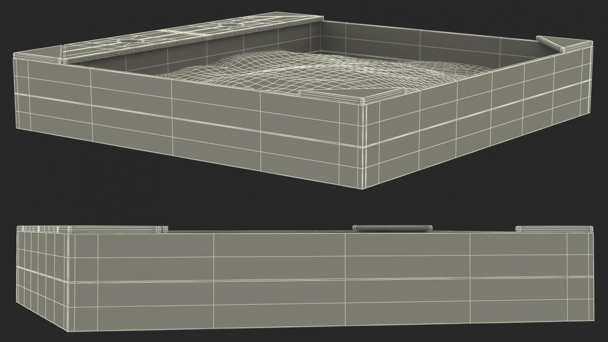 Wood Sandpit with Storage Box 3D model