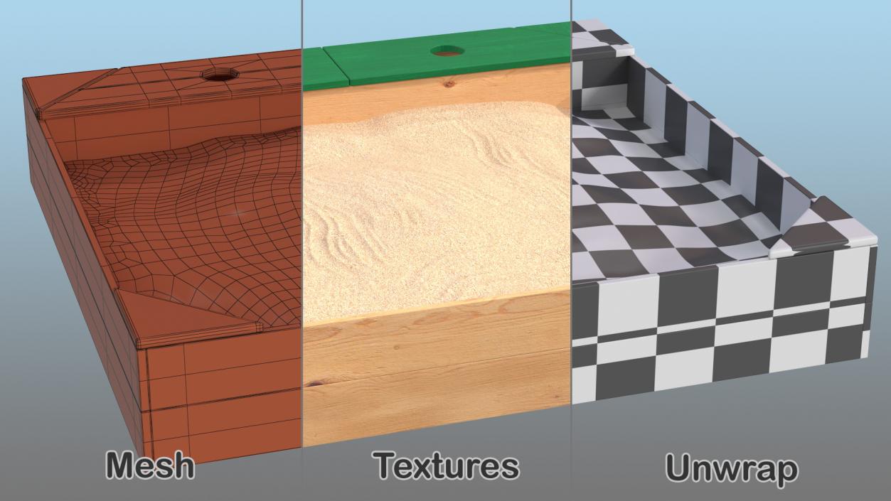 Wood Sandpit with Storage Box 3D model