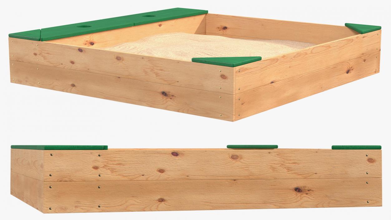 Wood Sandpit with Storage Box 3D model