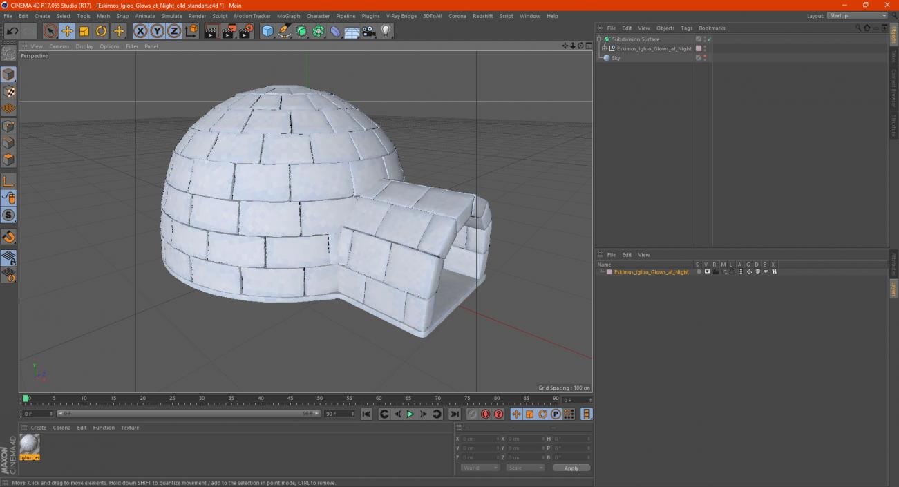 3D Eskimos Igloo Glows at Night model