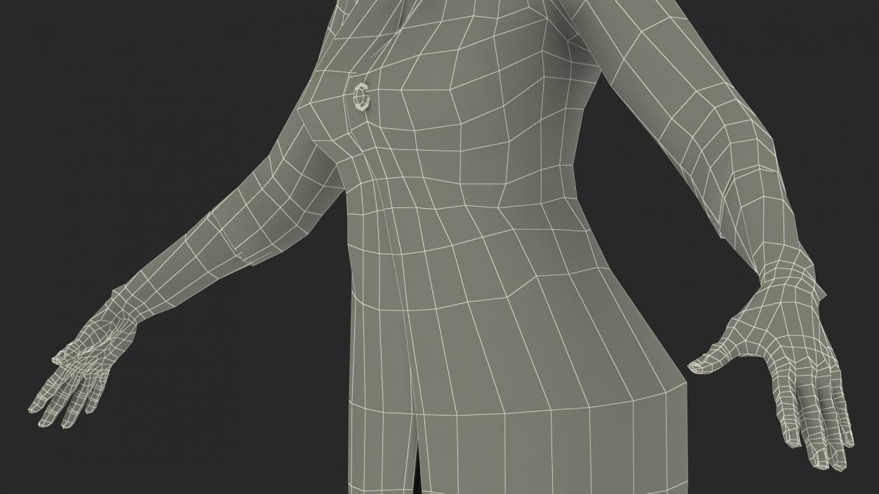 Black Old Lady Party Outfit A-Pose 3D model