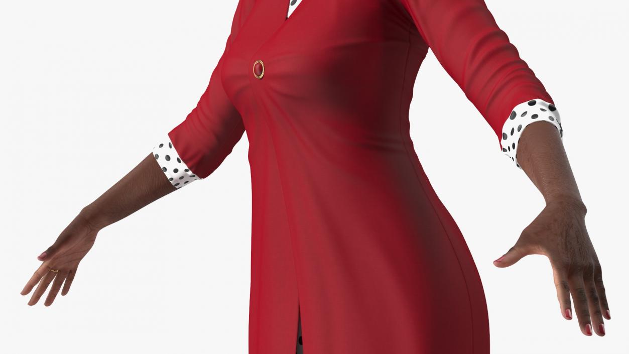 Black Old Lady Party Outfit A-Pose 3D model