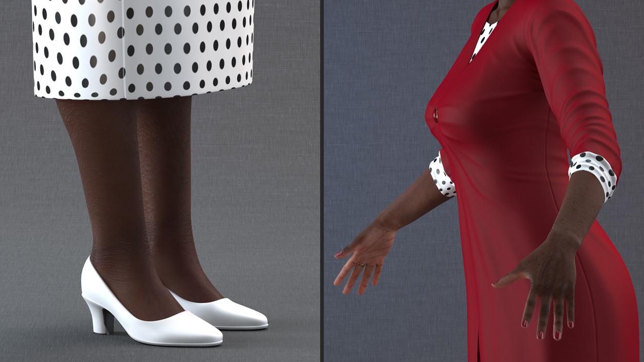 Black Old Lady Party Outfit A-Pose 3D model