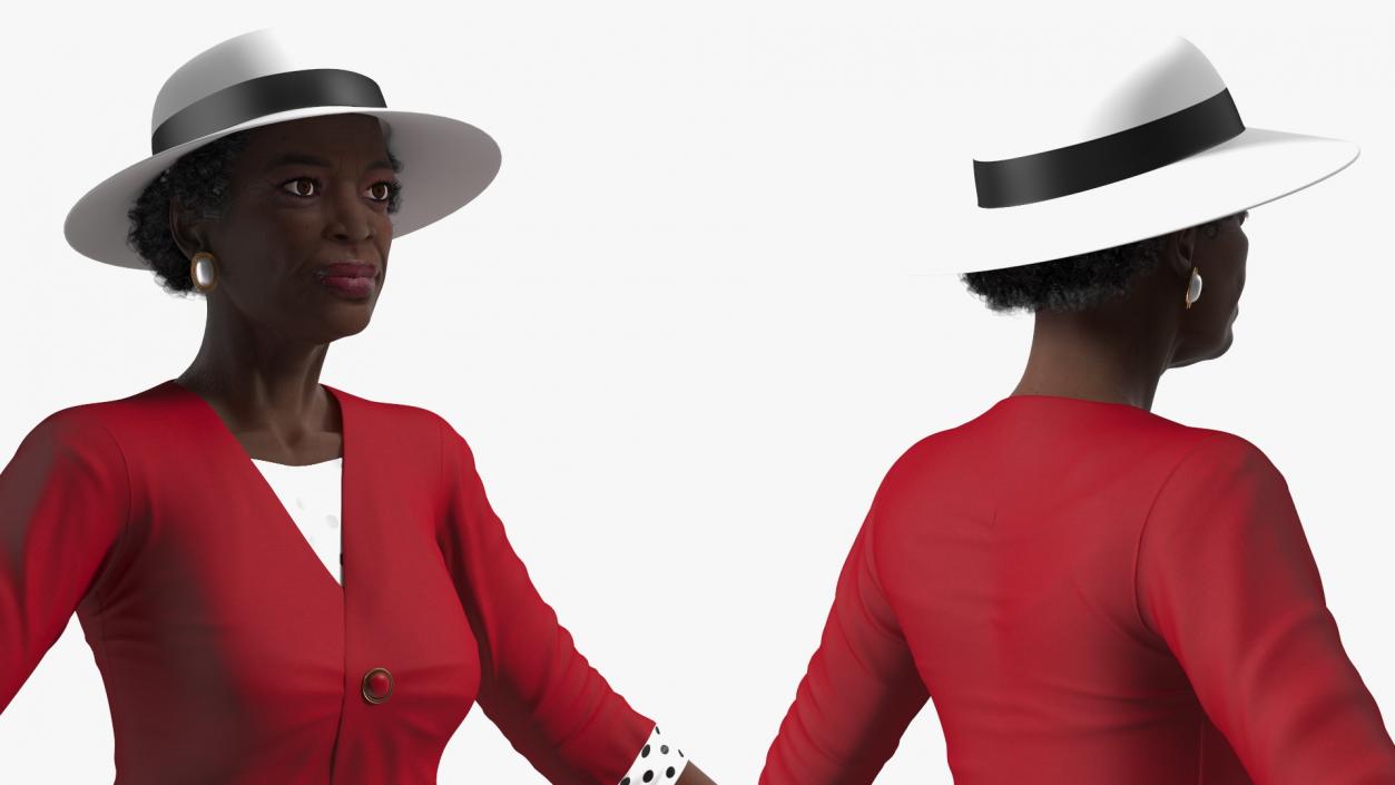 Black Old Lady Party Outfit A-Pose 3D model