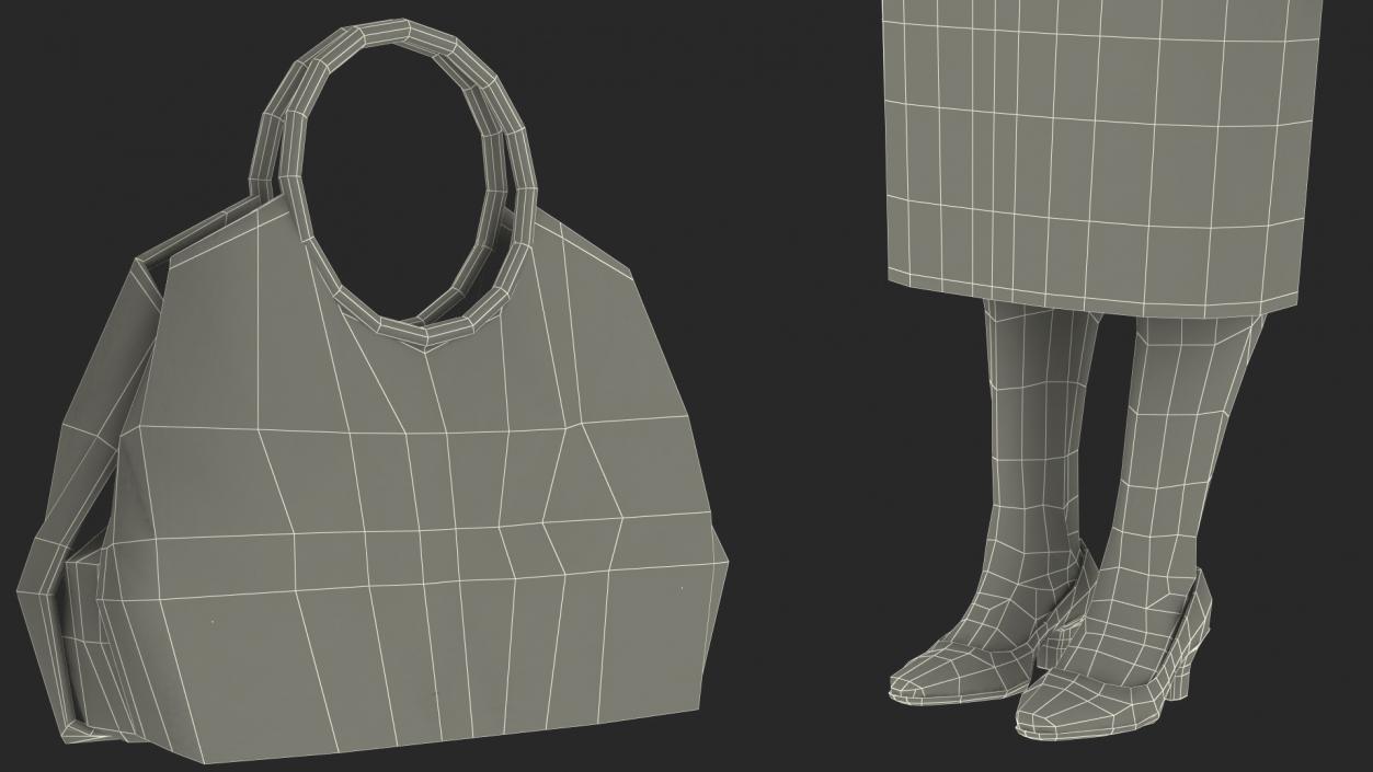 Black Old Lady Party Outfit A-Pose 3D model