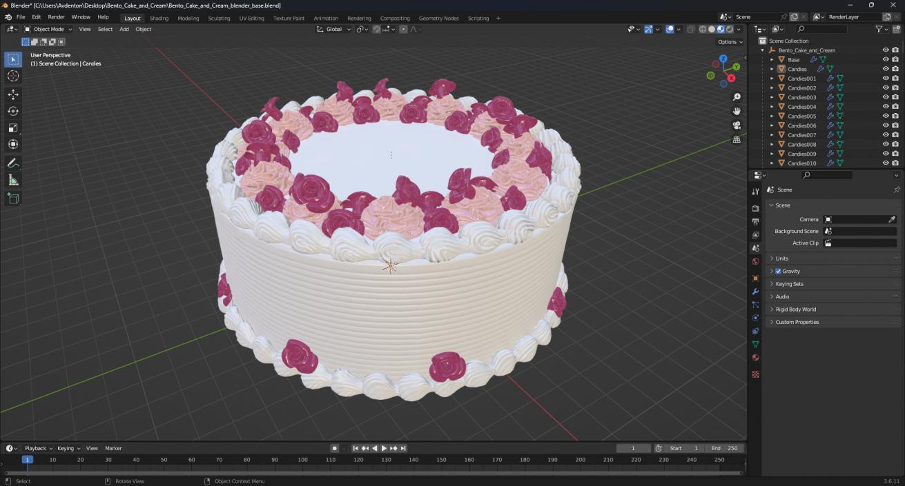 Cream Cake Sweet Dessert 3D model