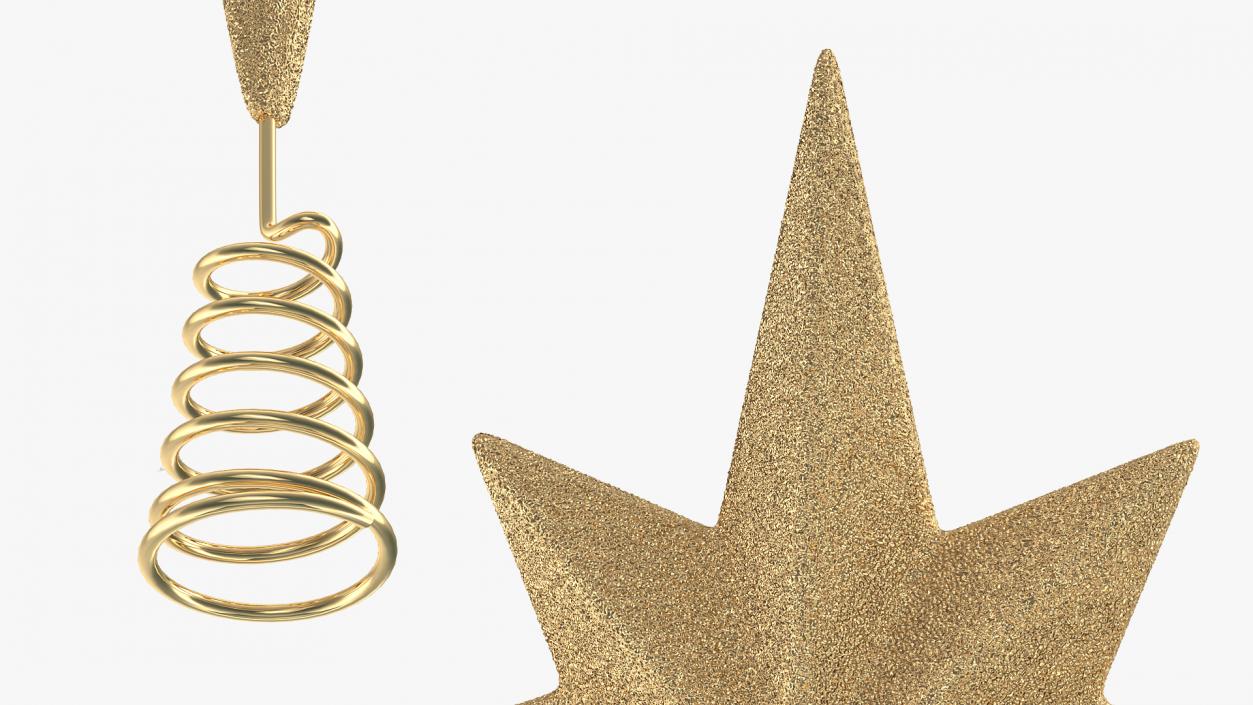 3D Golden Star Christmas Tree Topper model