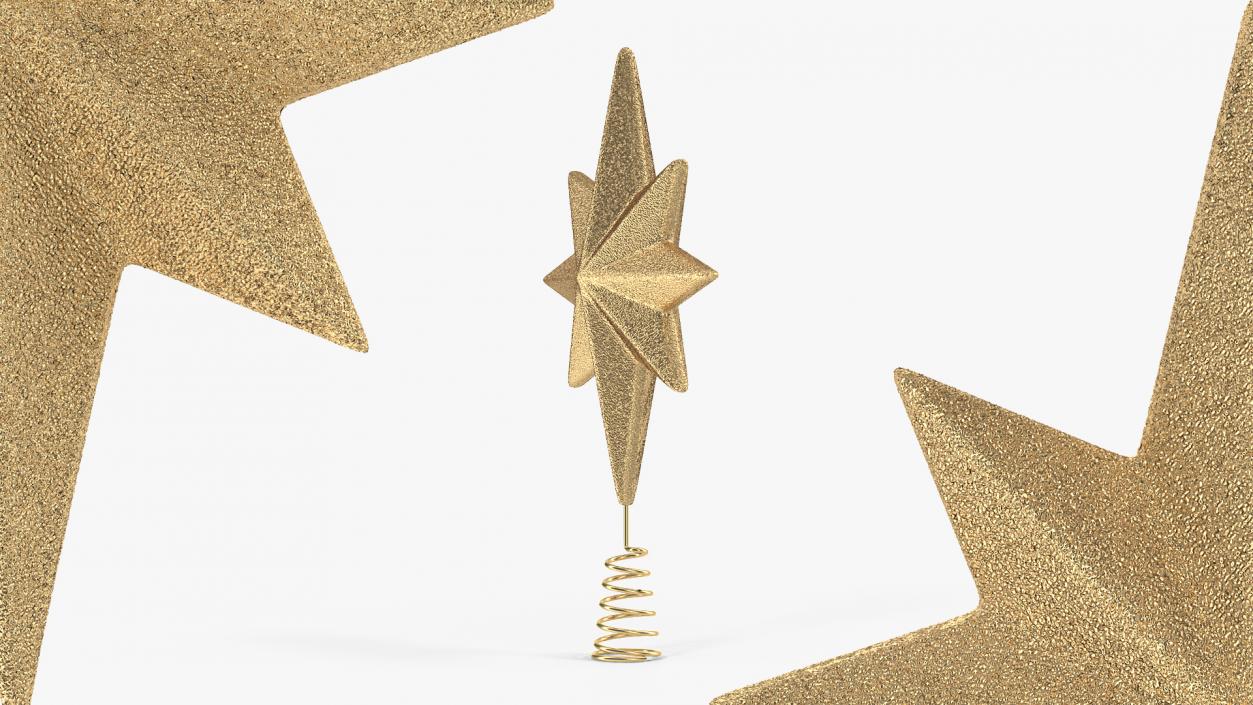 3D Golden Star Christmas Tree Topper model