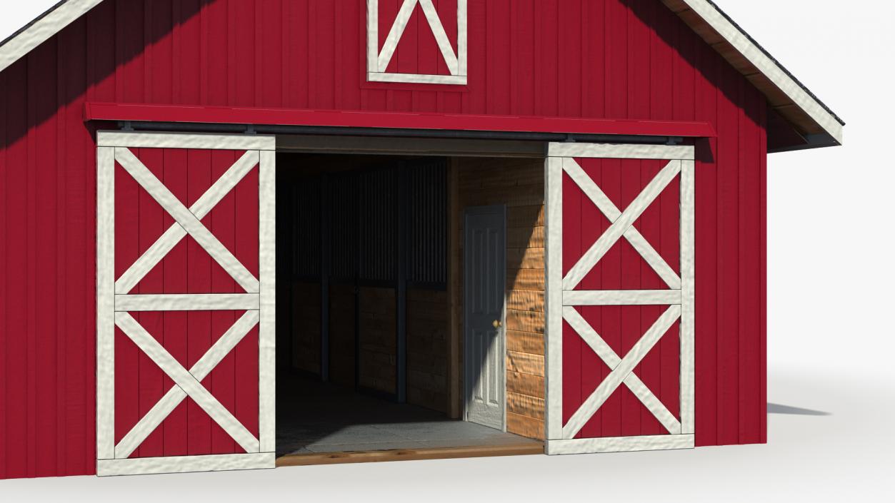 3D model Red Wooden Farm Barn