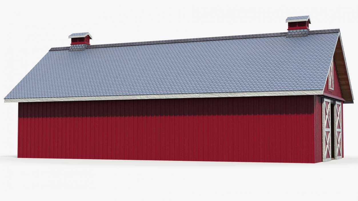 3D model Red Wooden Farm Barn