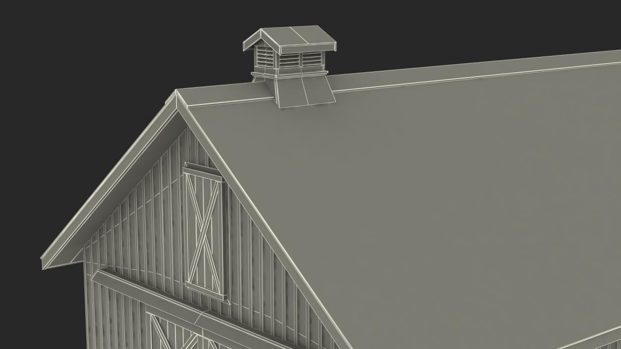 3D model Red Wooden Farm Barn