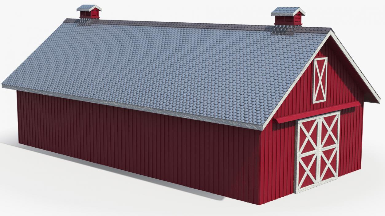 3D model Red Wooden Farm Barn