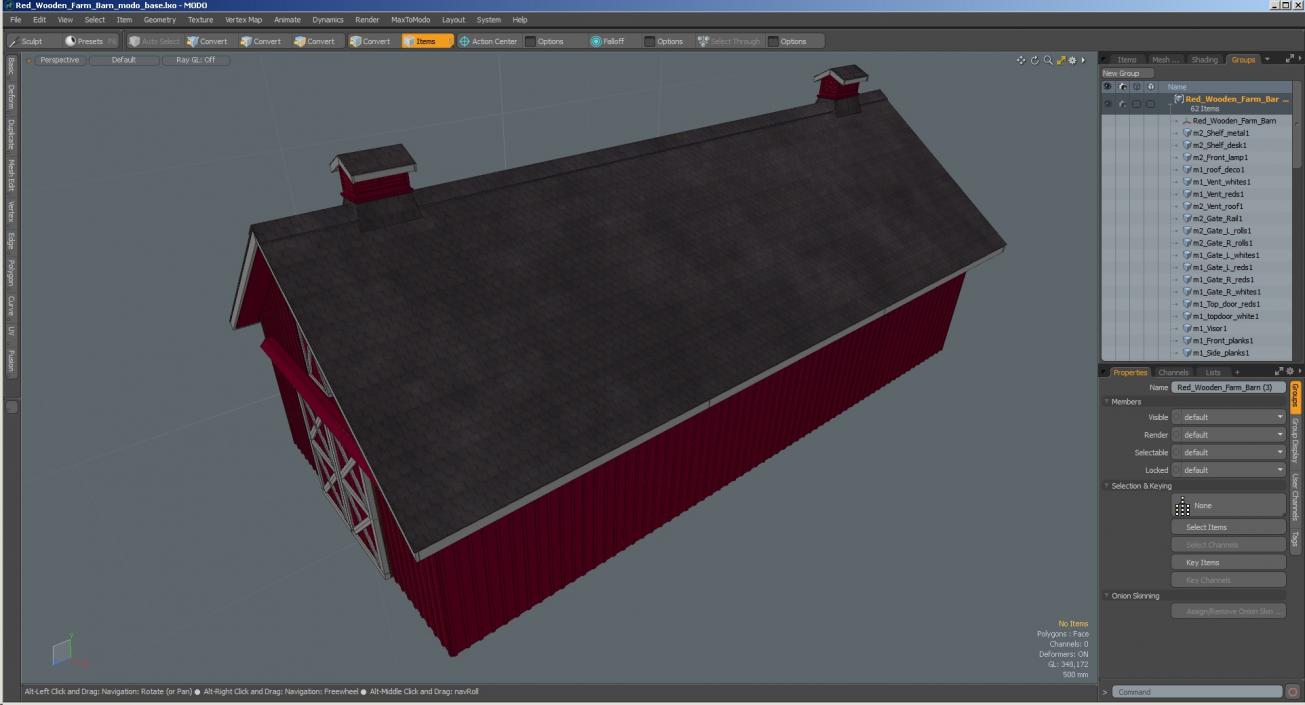 3D model Red Wooden Farm Barn