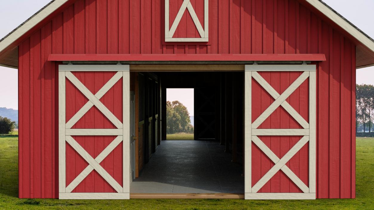 3D model Red Wooden Farm Barn