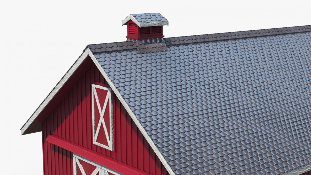 3D model Red Wooden Farm Barn