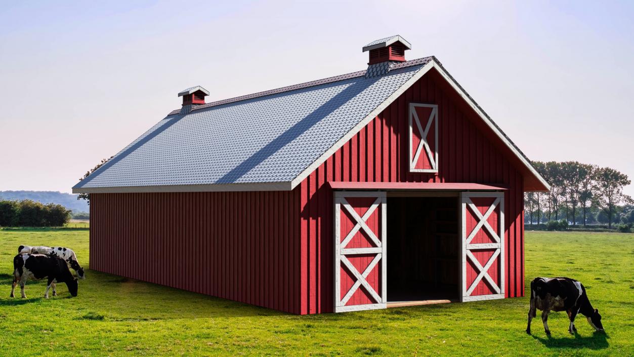 3D model Red Wooden Farm Barn