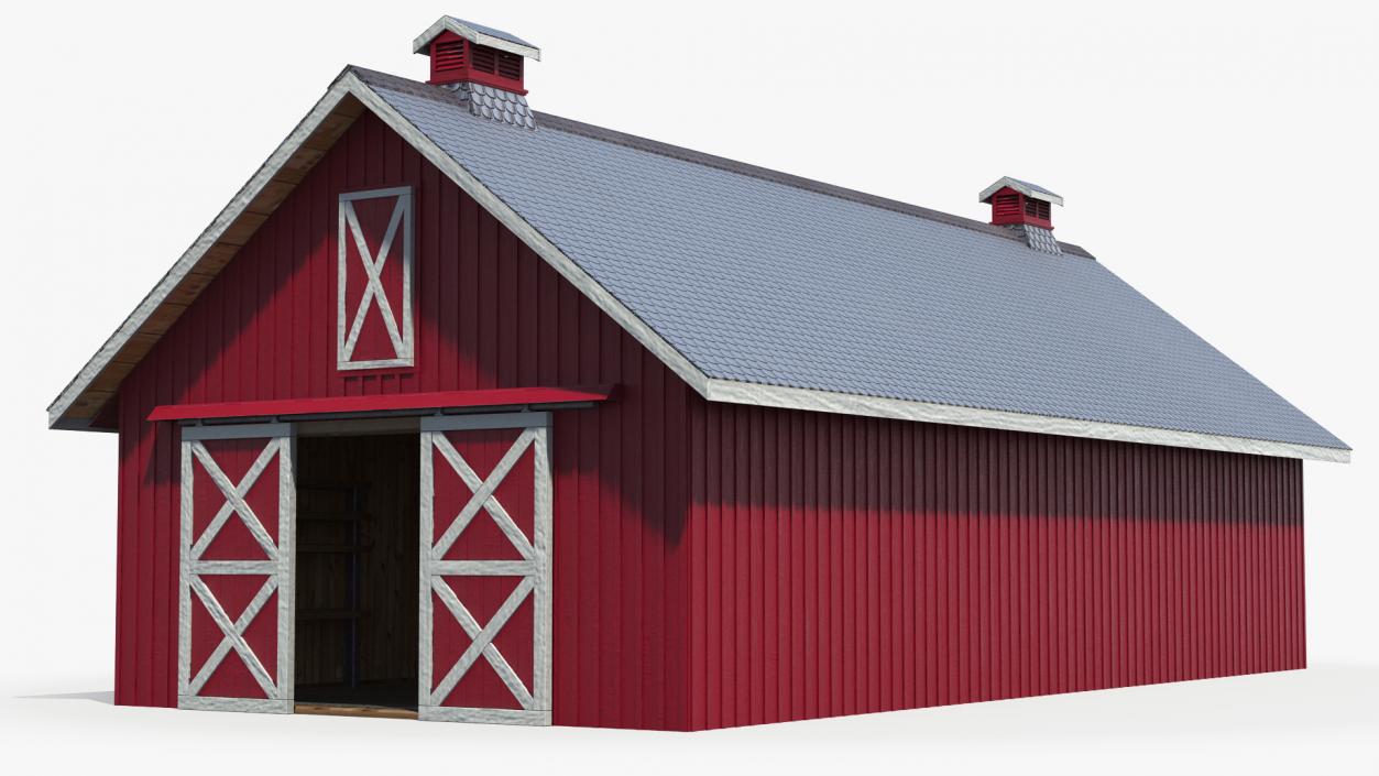 3D model Red Wooden Farm Barn