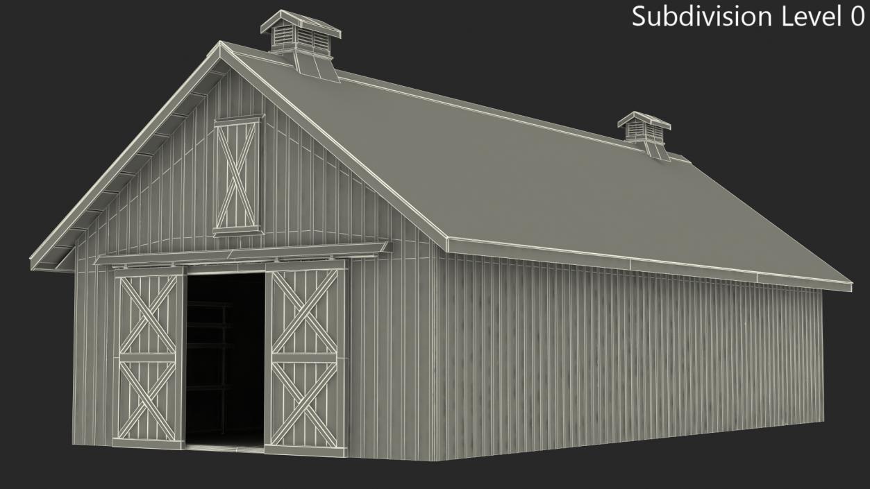 3D model Red Wooden Farm Barn