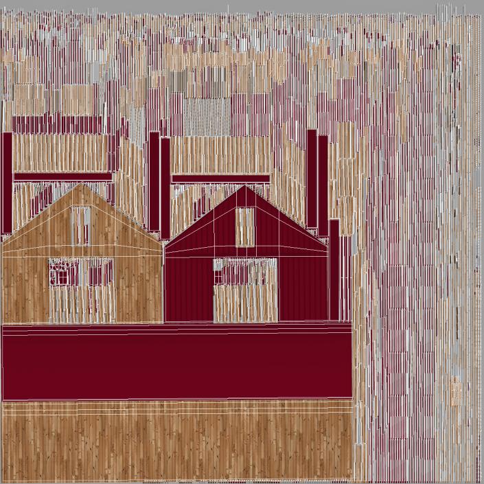 3D model Red Wooden Farm Barn