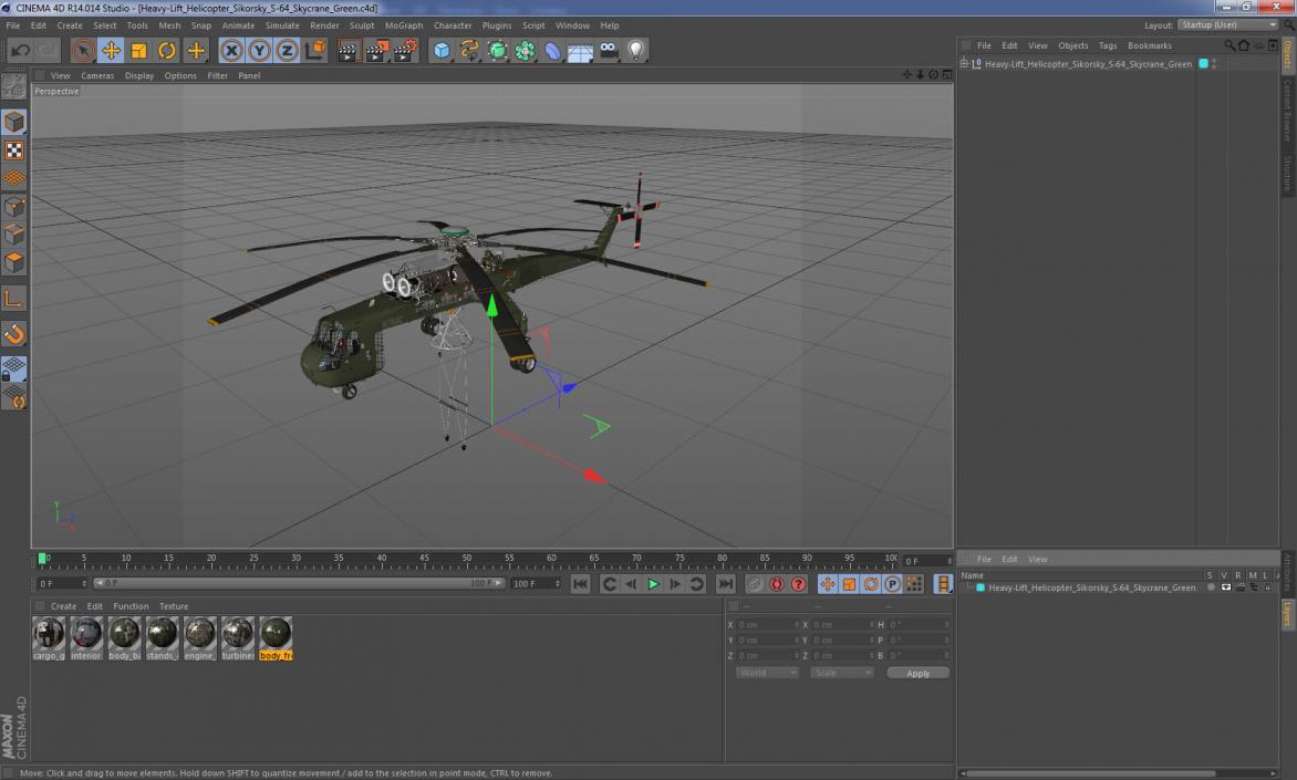 3D model Heavy-Lift Helicopter Sikorsky S-64 Skycrane Green