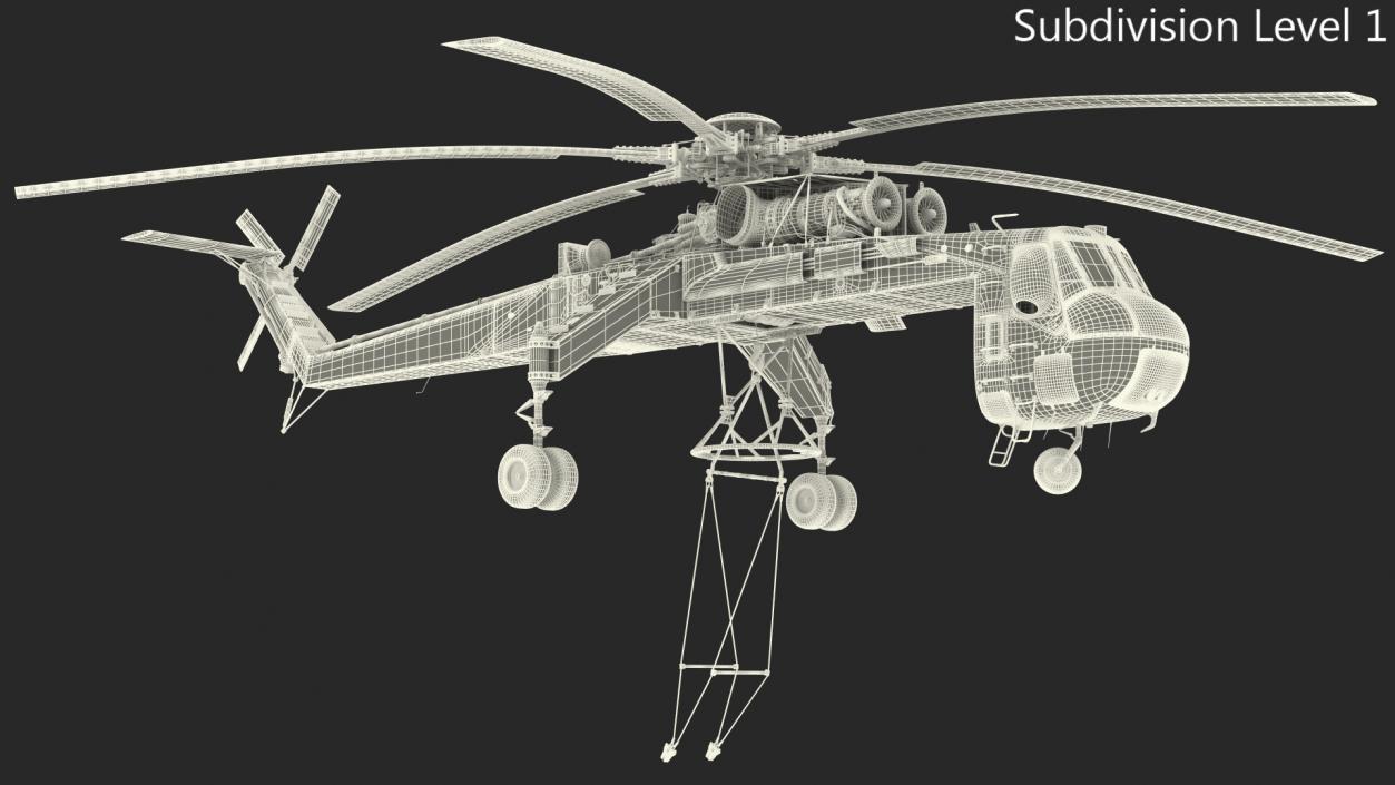 3D model Heavy-Lift Helicopter Sikorsky S-64 Skycrane Green