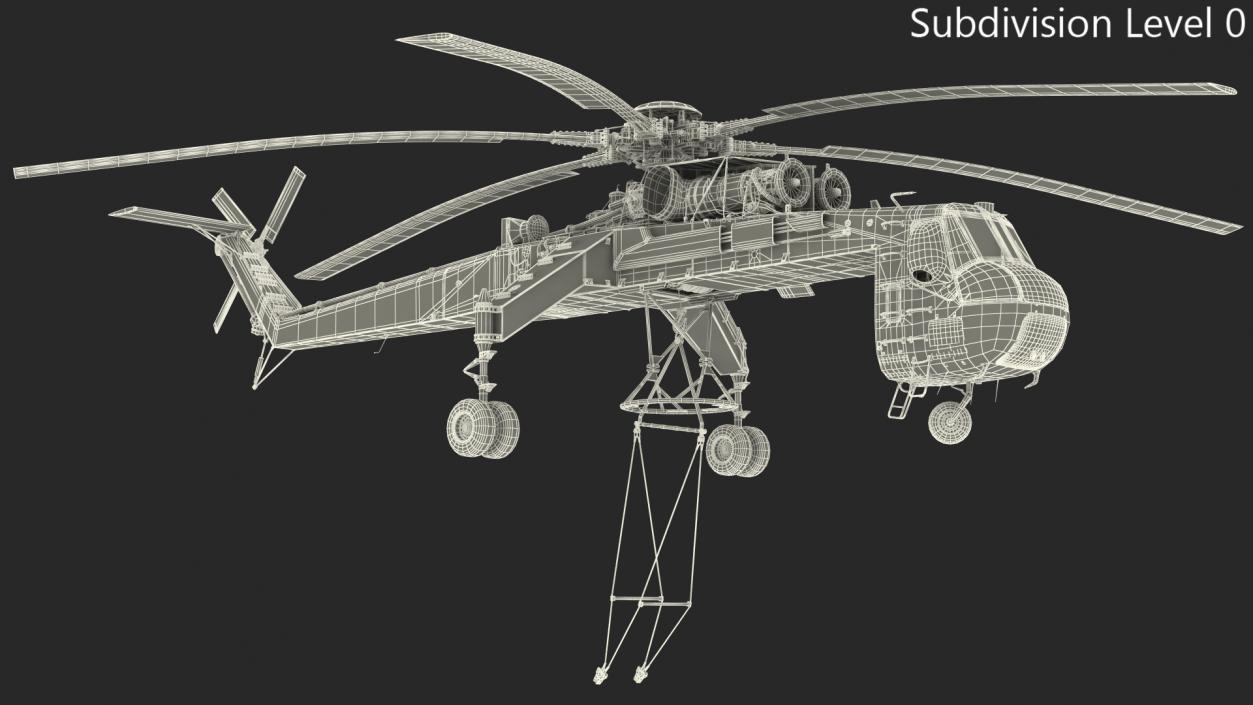 3D model Heavy-Lift Helicopter Sikorsky S-64 Skycrane Green